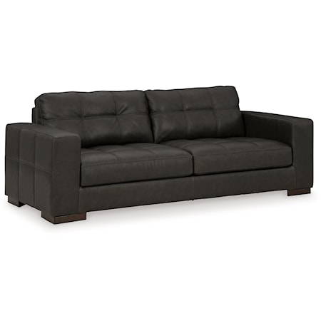 Contemporary Leather Match Sofa with Buttonless Tufting