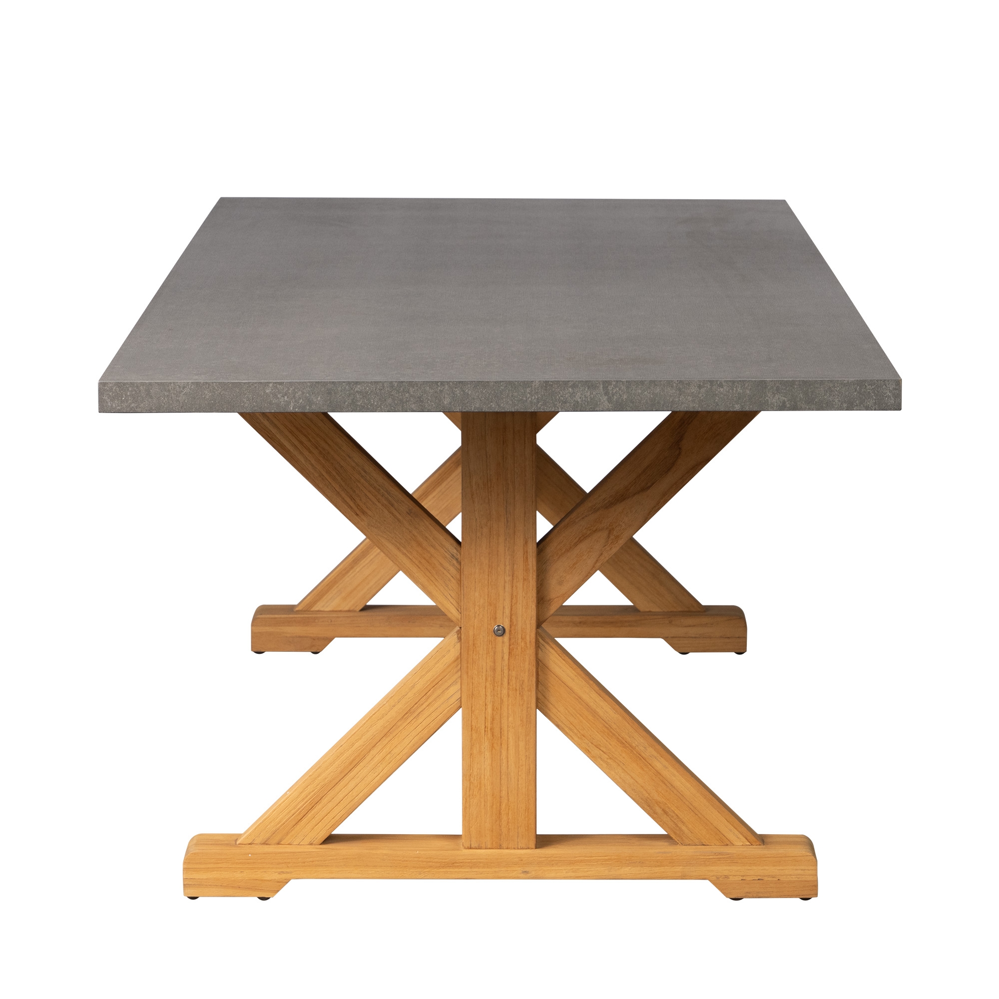 94" Teak Trestle Dining Table w/Ceramic Top