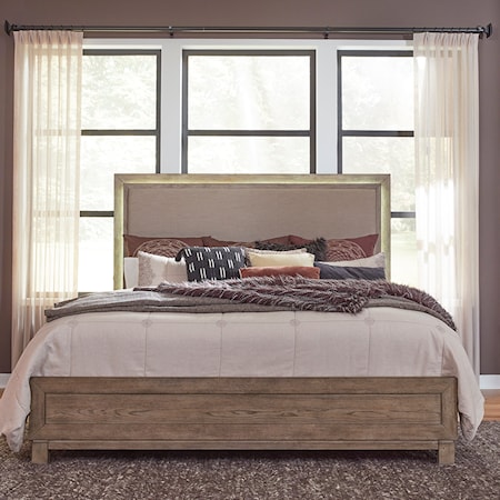 Contemporary King Upholstered Bed with LED Headboard