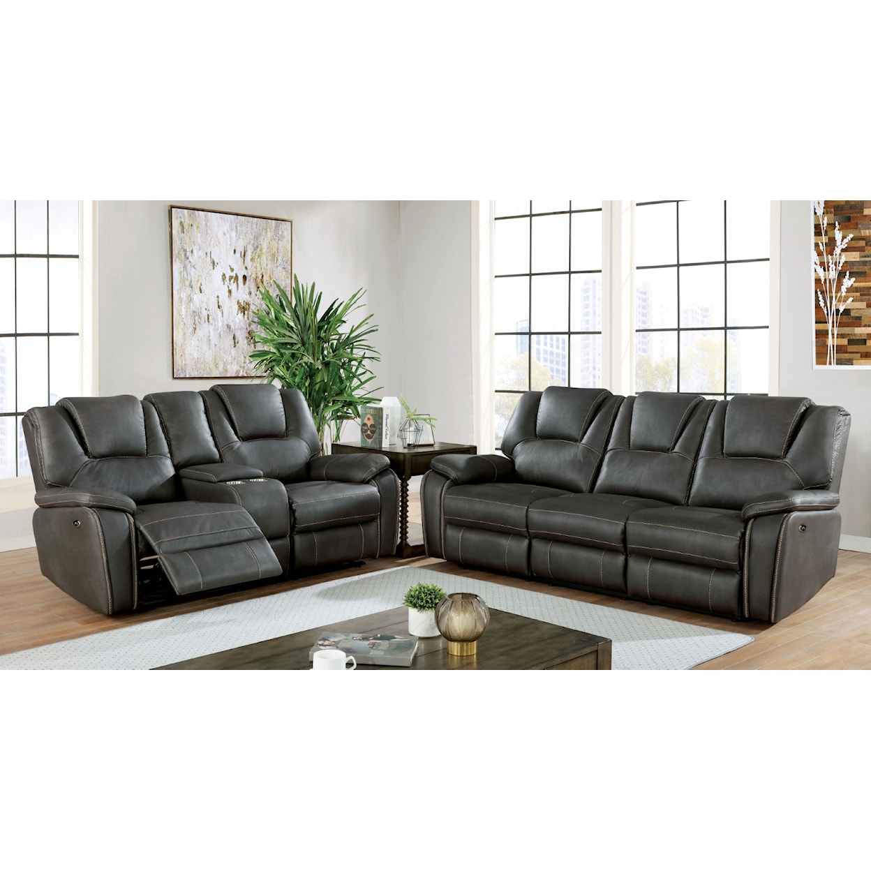 Furniture of America - FOA Ffion Power Reclining Sofa and Loveseat