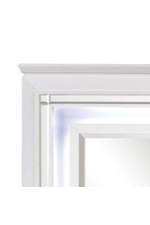 Mirrored trim around LED lighting