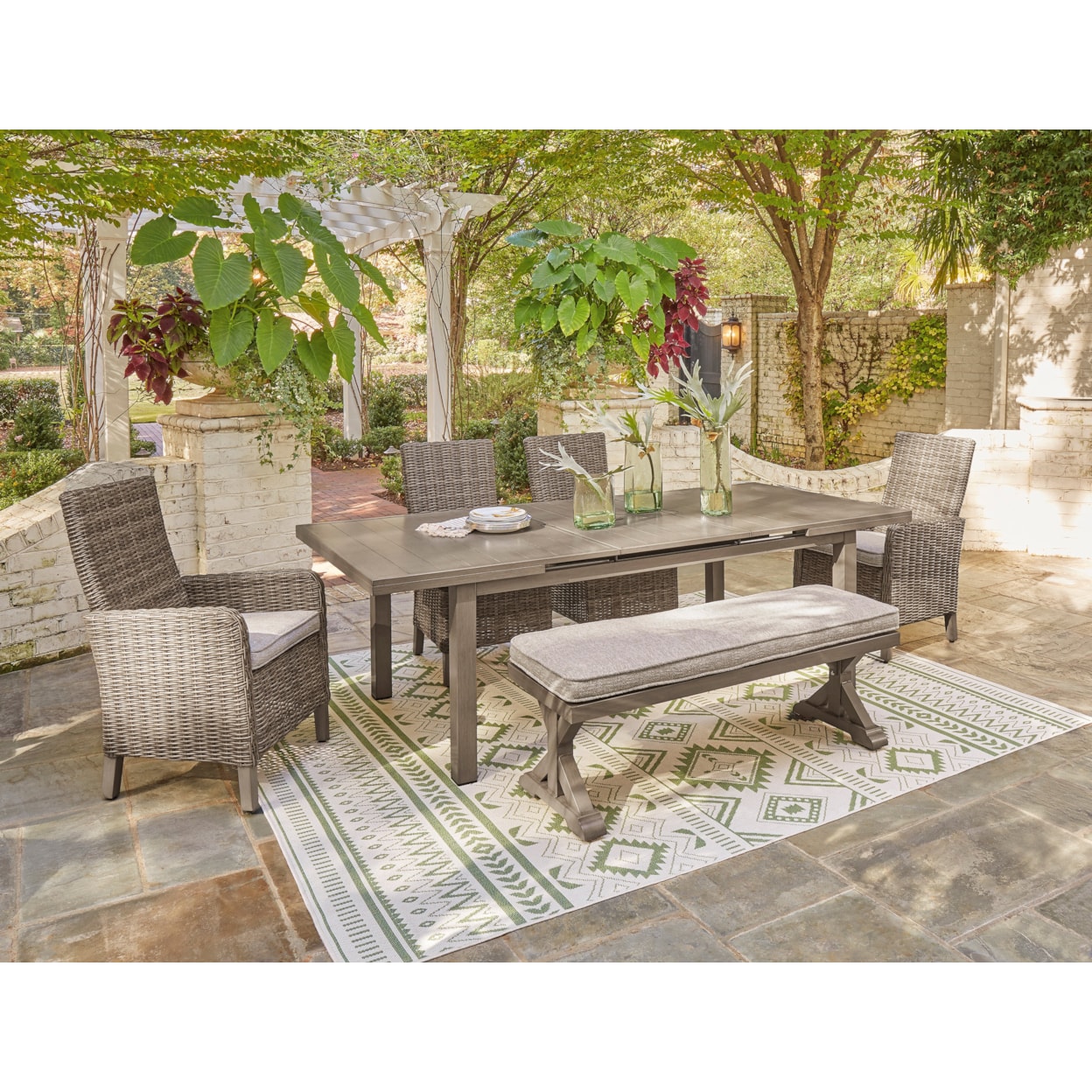 Signature Beach Front 6-Piece Outdoor Dining Set with Bench