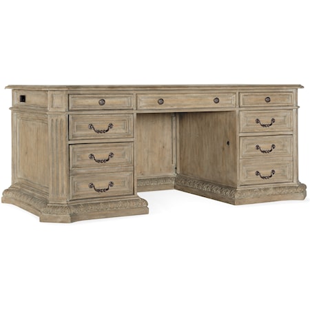 Traditional 7-Drawer Executive Desk with Locking File Drawers