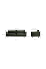 Moe's Home Collection Raphael Mid-Century Modern Sofa with Narrow Track Arms