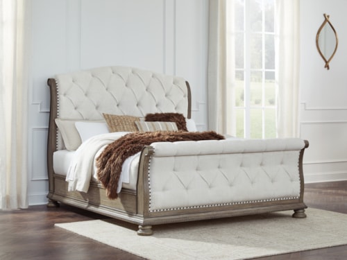 King Upholstered Sleigh Bed