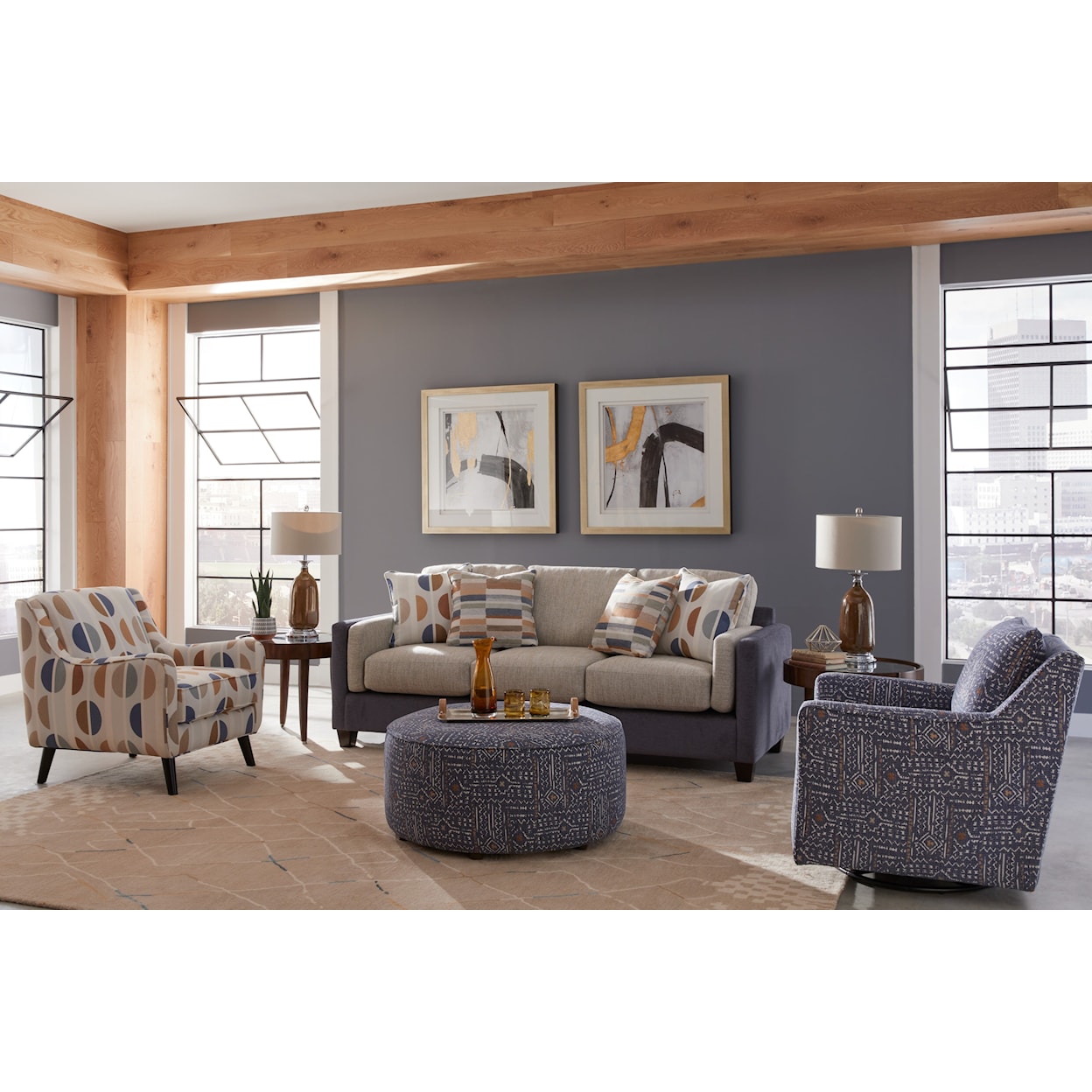 Fusion Furniture 5005 HERZL DENIM LOXLEY COCONUT Accent Chair
