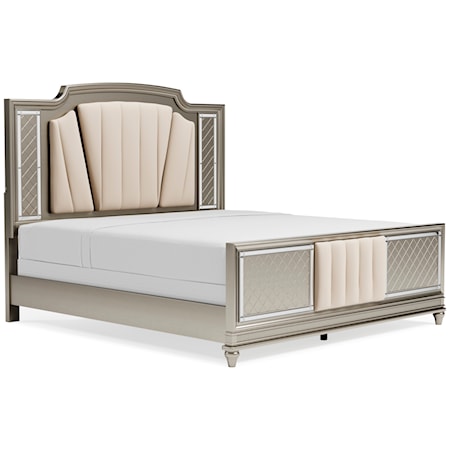 King Upholstered Panel Bed