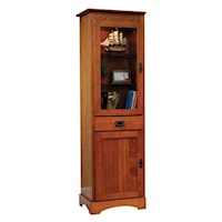 Transitional English Mission 23” Bookcase with Concealed Storage