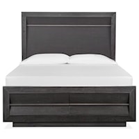 Contemporary Queen Bed with Metal Detail and Storage Footboard