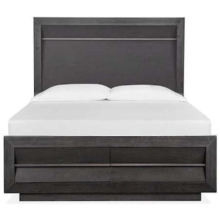 Queen Wood/Metal Panel Storage Bed