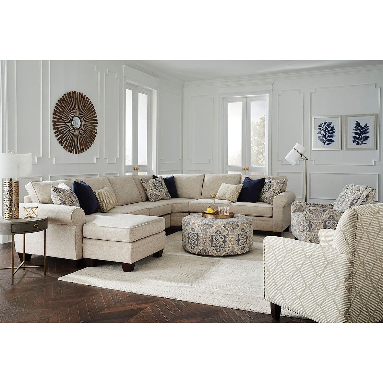 Fusion Furniture 1170 PLUMLEY BISQUE Sectional with Left Chaise