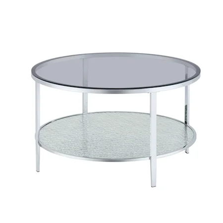 Round Cocktail Table with Glass Top