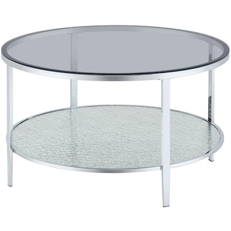 Round Cocktail Table with Glass Top