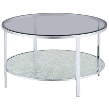 Round Cocktail Table with Glass Top
