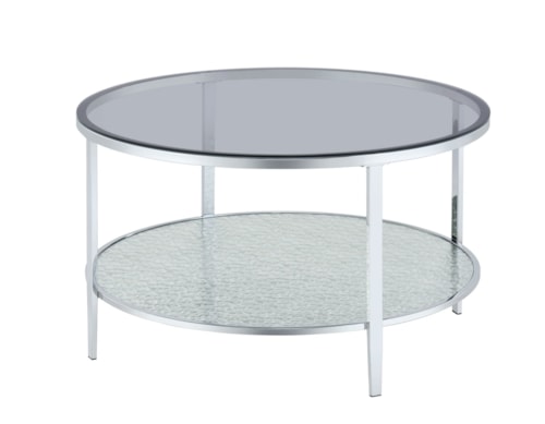 Contemporary Round Cocktail Table with Glass Top