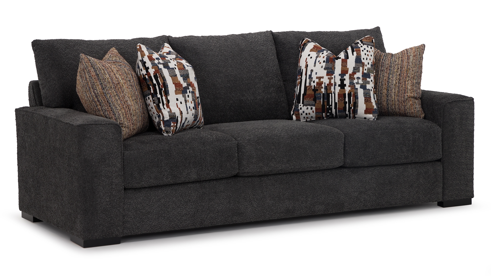 Modern Block Foot Sofa w/Robust Track Arms