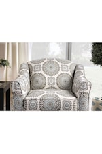 Furniture of America Misty Transitional Floral Medallion Ottoman