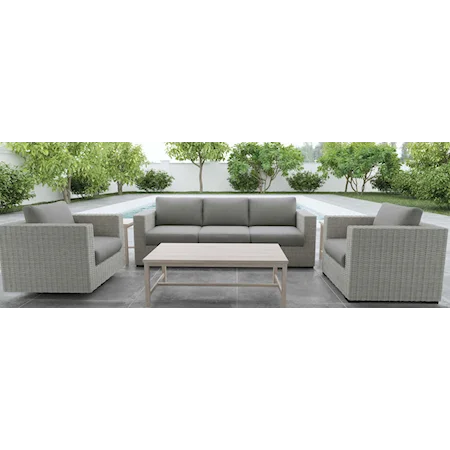 Blakley Coastal 4-Piece Outdoor Wicker Seating Set with Aluminum Coffee Table