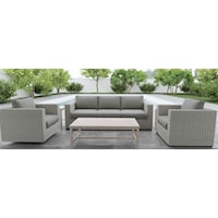 Blakley Coastal 4-Piece Outdoor Wicker Seating Set with Aluminum Coffee Table