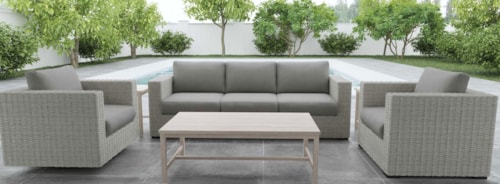 Blakley Coastal 4-Piece Outdoor Wicker Seating Set with Aluminum Coffee Table