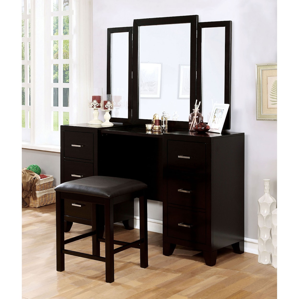 Furniture of America - FOA Enrico Vanity with Stool