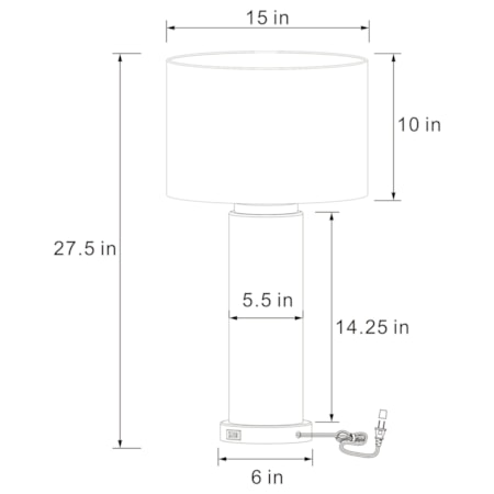 28-inch Drum Shade Wood Frame Table Lamp