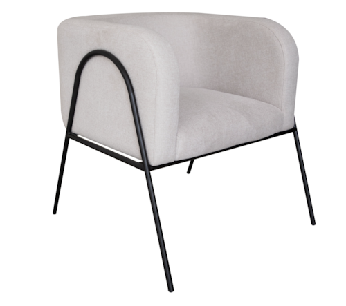 Contemporary Upholstered Barrel Armchair with Metal Legs