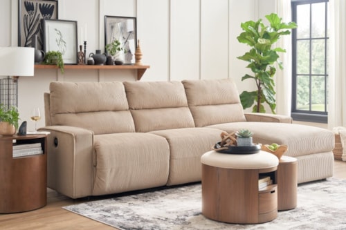 Casual Manual Reclining Chaise Sofa