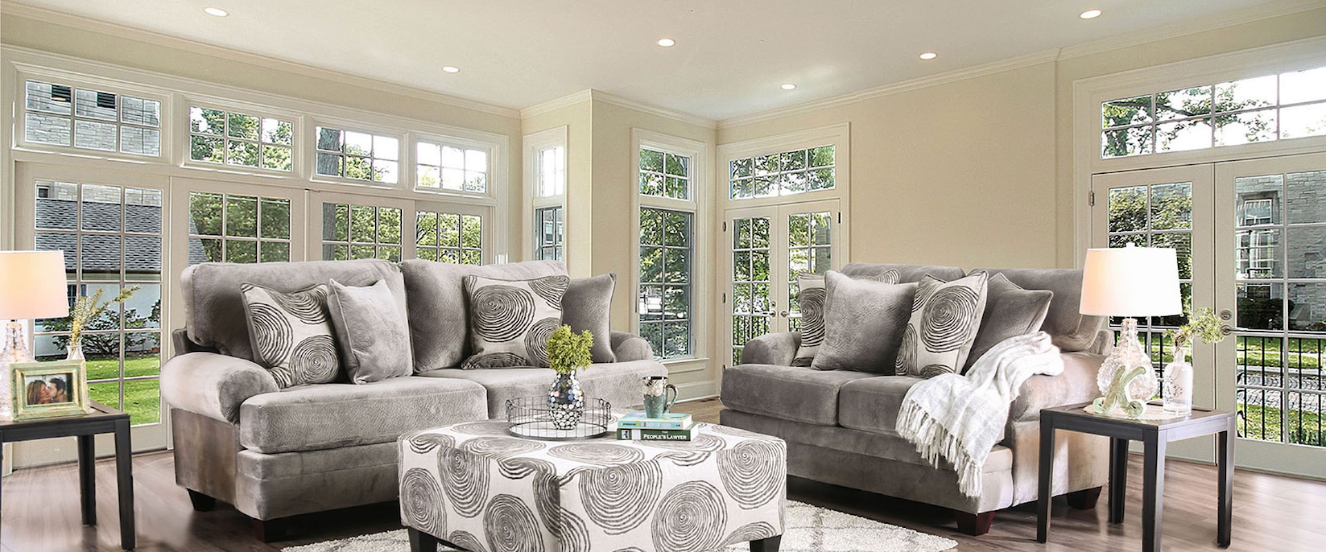 Transitional Sofa and Loveseat Set