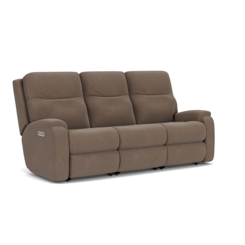Transitional Power Reclining Sofa with Power Headrests and Lumbar