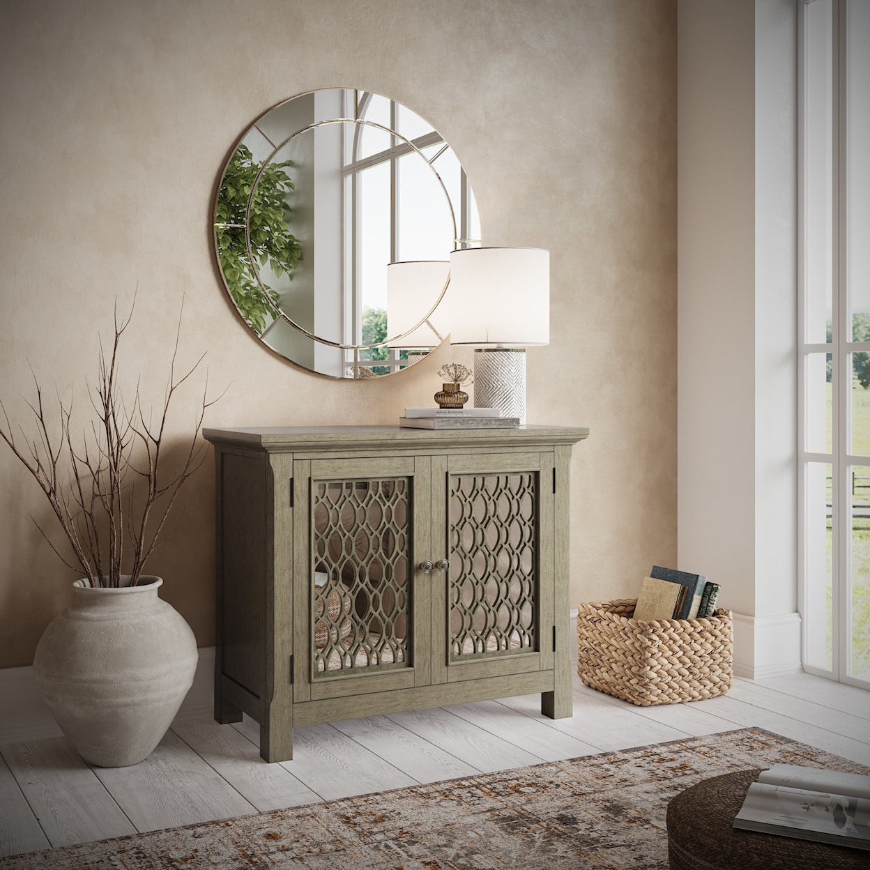 Jofran Isabella 38" Mirrored Accent Cabinet