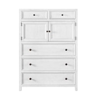 Farmhouse 5-Drawer Bedroom Chest with Doors