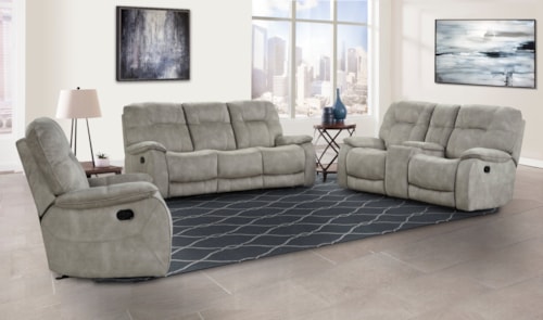Casual 3-Piece Manual Reclining Living Room Set