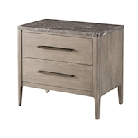 Transitional 2-Drawer Nightstand with Stone Top