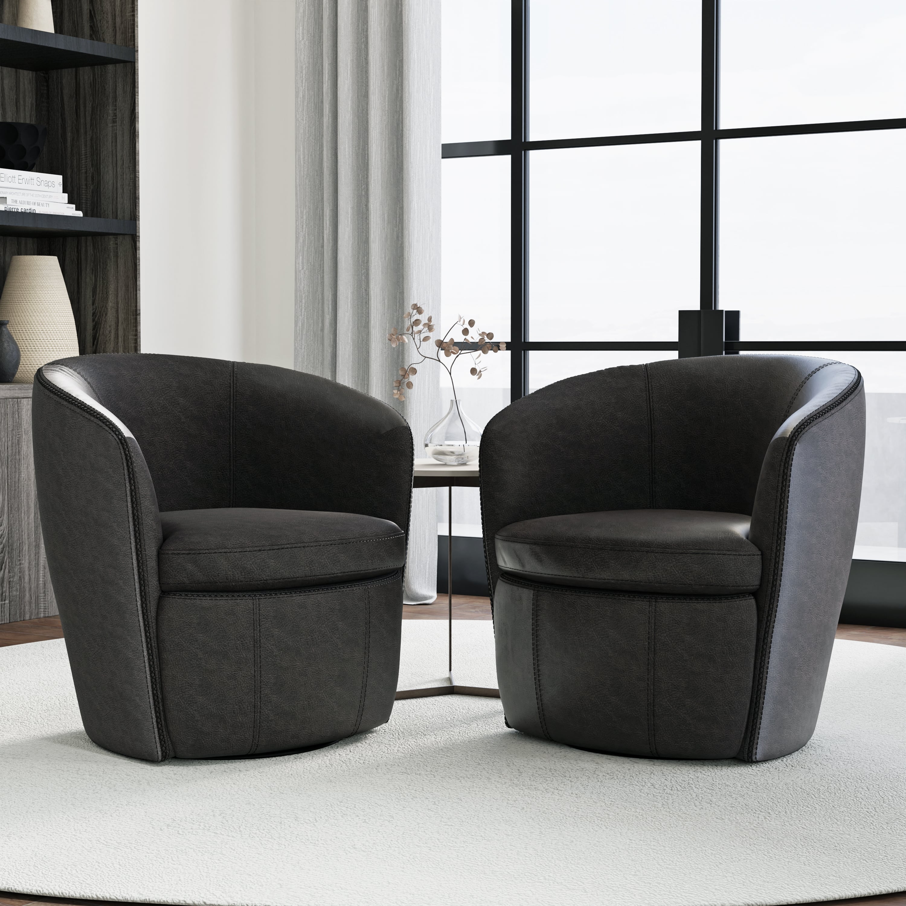Parker Living Barolo Leather Swivel Barrel Chair (Set of 2)