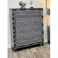 Glam 5-Drawer Bedroom Chest with Chrome Handles