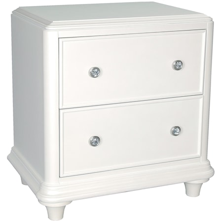 Glam 2-Drawer Nightstand with Crystal Knob Hardware