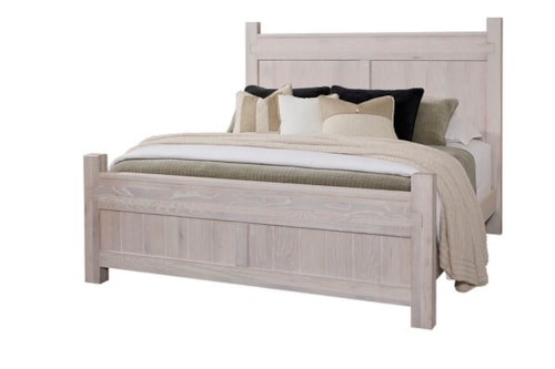 Transitional Queen Panel Bed with Vertical Plank Design