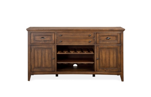 4-Drawer Buffet with Wine Bottle Rack