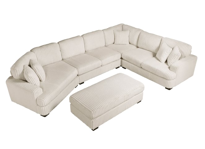5-pc. Sectional w/Left Cuddler &amp; Ottoman