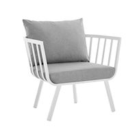 Riverside Coastal Outdoor Patio Aluminum Armchair - White/Gray