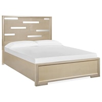 Glam California King Panel Bed with Low Profile Footboard