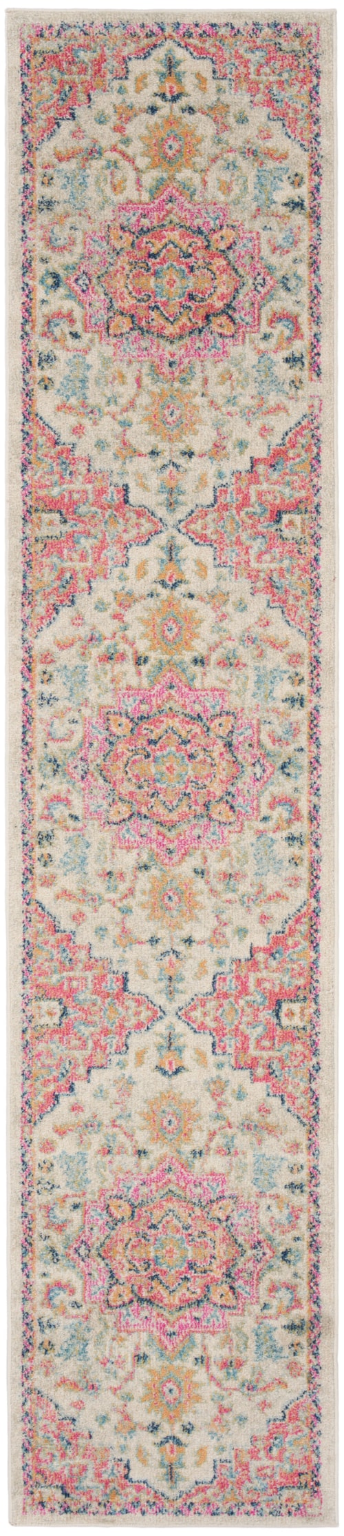 2'2" x 10' Ivory/Pink Runner Rug