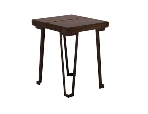 Transitional Live Edge Chairside Table with Gold Metal Inlays