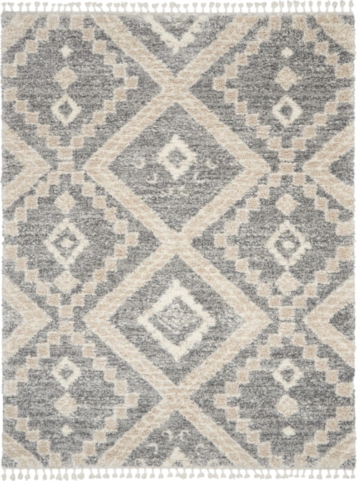 7'10" x 10'6" Grey/Ivory Rectangle Rug