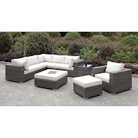 L-Sectional + Chair + 2 Ottomans + End Table