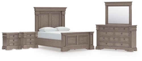 Queen Panel Bed, Dresser, Mirror And 2 Nightstands