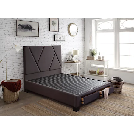 Modern 2-Drawer Storage King Bed with Upholstered Headboard