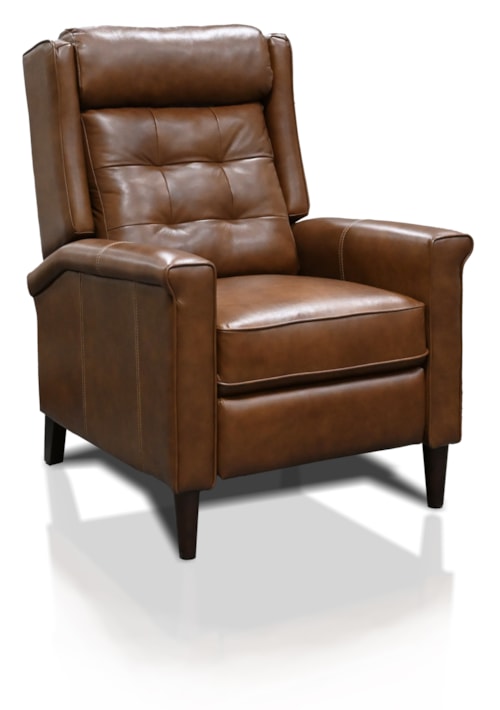 Transitional High Leg Push Back Recliner with Button Tufting