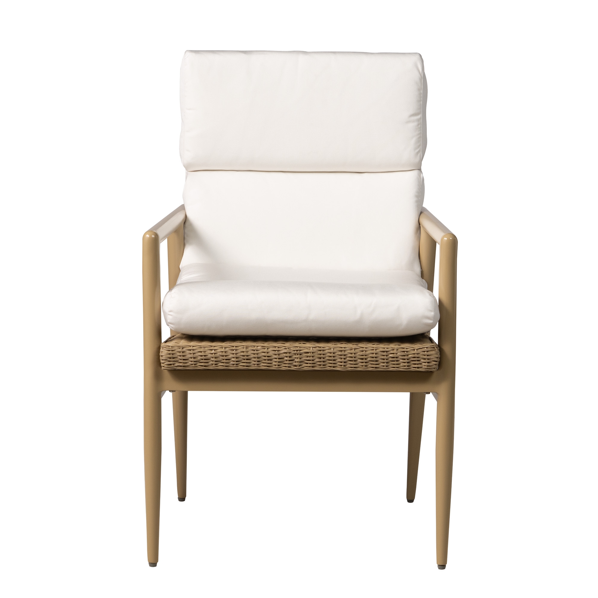Cushioned Wicker-Seat Dining Armchair